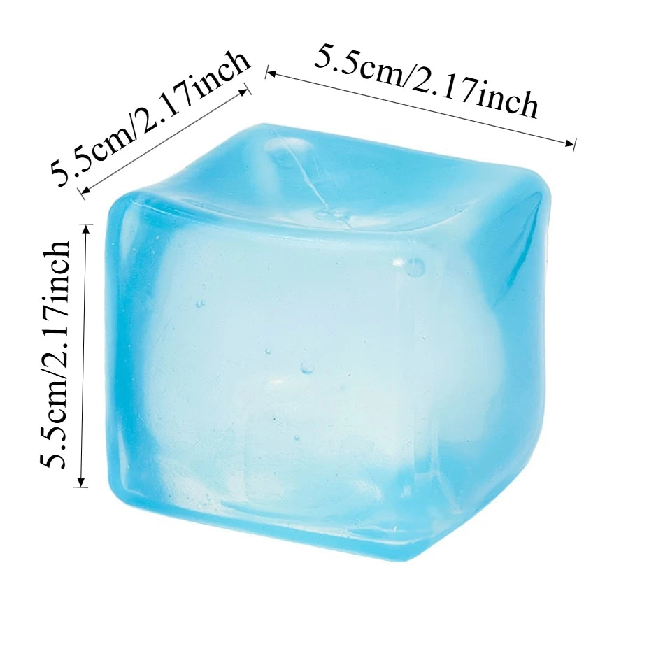 Ice Cube Squishy Fidget Toy Soft Sensory Squeeze 1pc Orange Pink Purple Blue