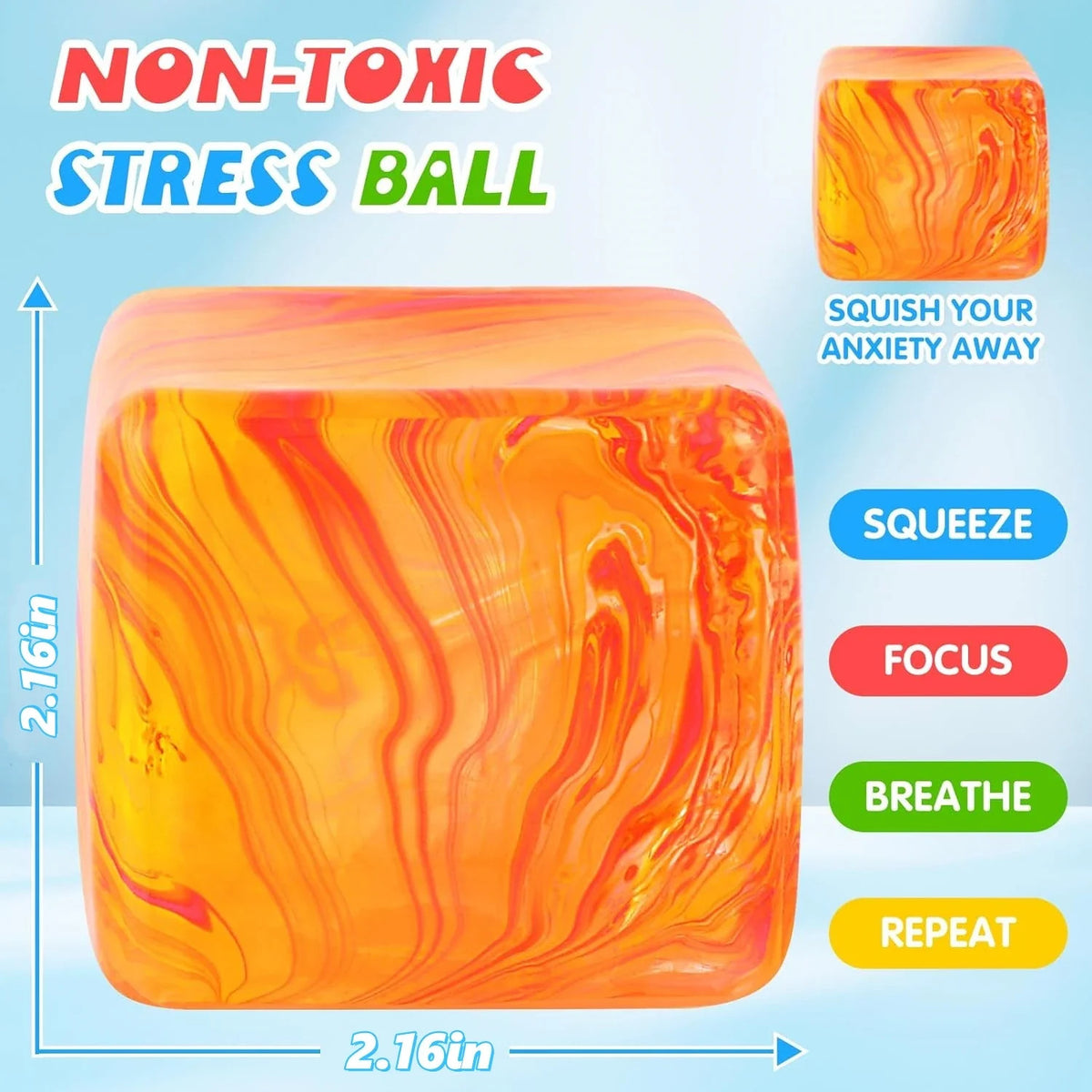 Ice Cube Sensory Fidget Toy, Cute Rabbit Stress Relief Squishy Anti-stress