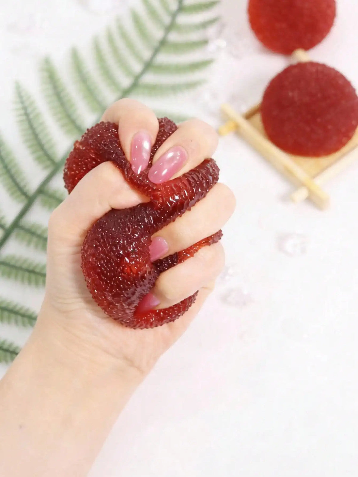 Adult Lychee Mochi Squishy Stress Relief Toy, Soft Tactile Squeeze Fidget Hand