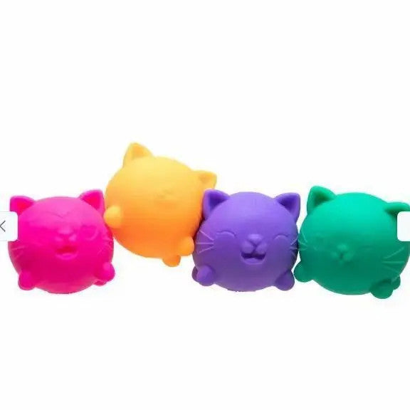 New Teenie Cool Cats 4 Pack Adorable Mini Cat Fidget Toys Soft Squishy Stress
