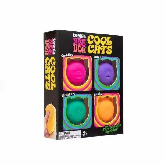 New Teenie Cool Cats 4 Pack Adorable Mini Cat Fidget Toys Soft Squishy Stress