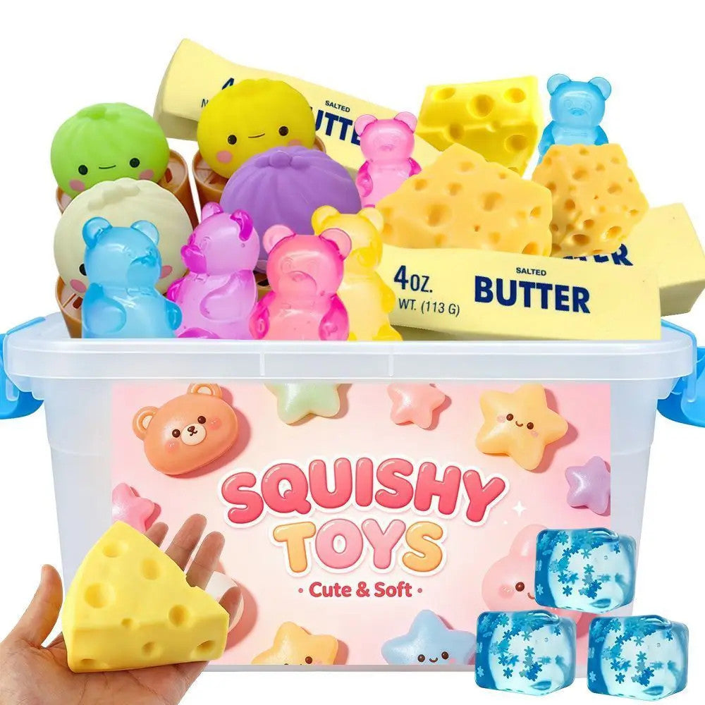 Multi Slow-Rising Squishy, Random Includes: Cheese Squeeze Toys, Steamed Buns