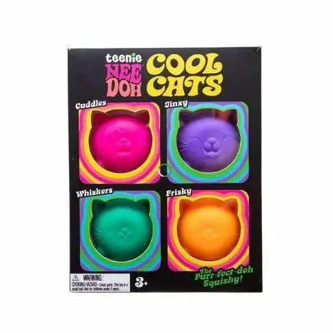 New Teenie Cool Cats 4 Pack Adorable Mini Cat Fidget Toys Soft Squishy Stress