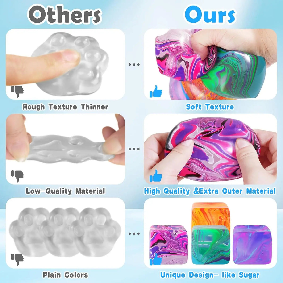 Ice Cube Sensory Fidget Toy, Cute Rabbit Stress Relief Squishy Anti-stress