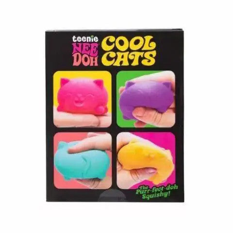 New Teenie Cool Cats 4 Pack Adorable Mini Cat Fidget Toys Soft Squishy Stress