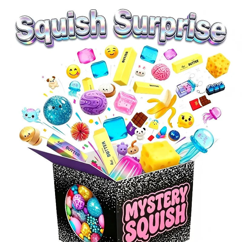 100 Random Styles Squishy Surprise Blind Box, Kawaii Stress Relief Squeeze