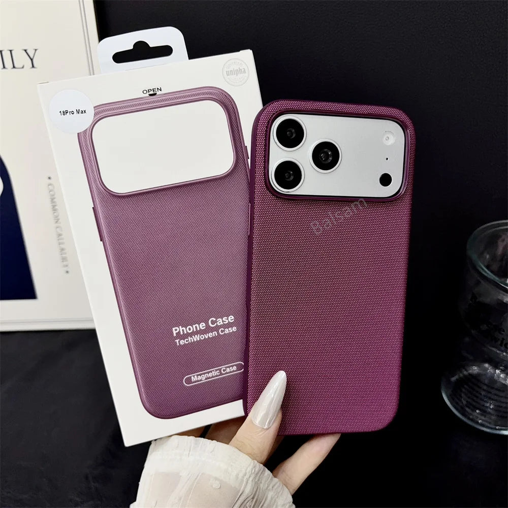 Magnetic Woven Phone Case for iPhone 18 17 16 15 Pro Max MagSafe Cover