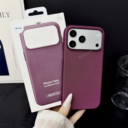 Magnetic Woven Phone Case for iPhone 18 17 16 15 Pro Max MagSafe Cover