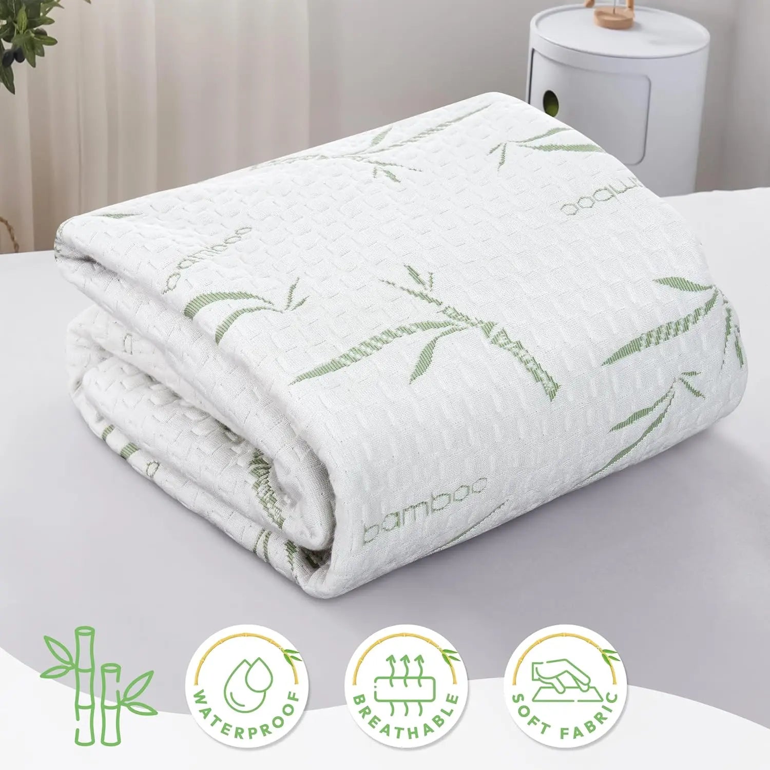 Waterproof Bamboo Mattress Protector - Cooling Rayon Deep Pocket Fitted Style