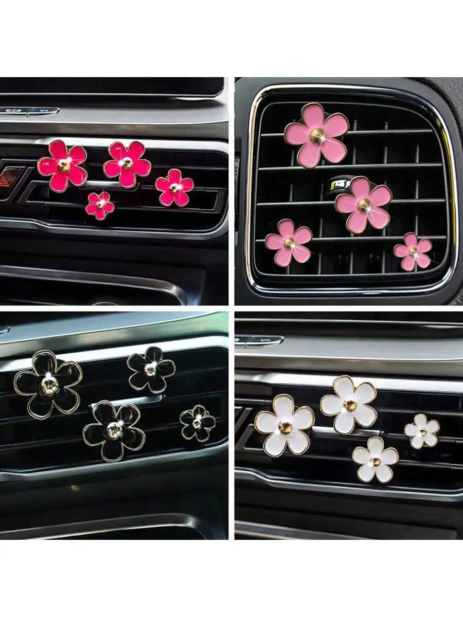 Car Outlet Vent Perfume Clips Conditioning Aromatherapy Freshener with Cute Flower Design