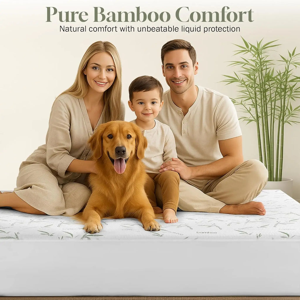 Waterproof Bamboo Mattress Protector - Cooling Rayon Deep Pocket Fitted Style