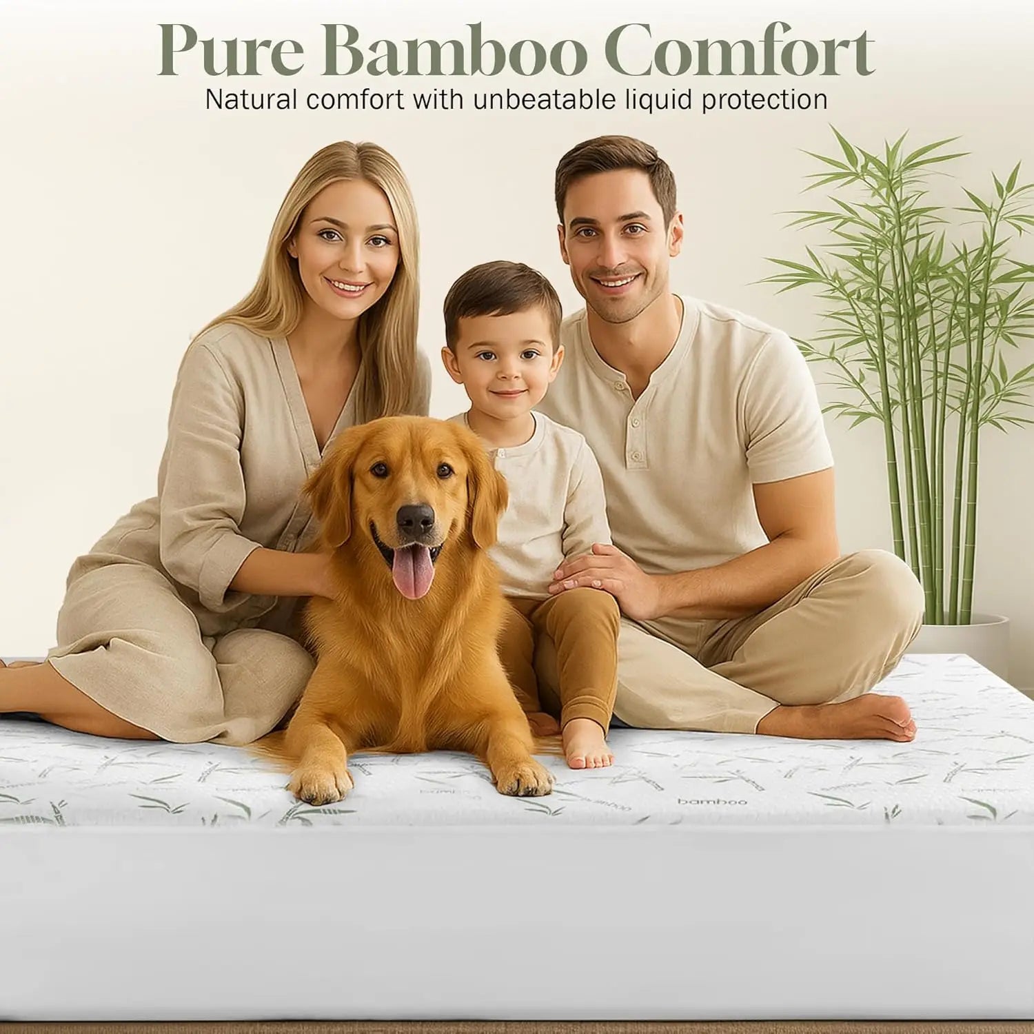 Waterproof Bamboo Mattress Protector - Cooling Rayon Deep Pocket Fitted Style
