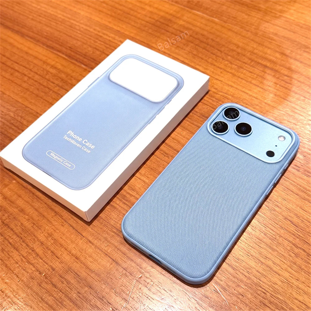 Magnetic Woven Phone Case for iPhone 18 17 16 15 Pro Max MagSafe Cover