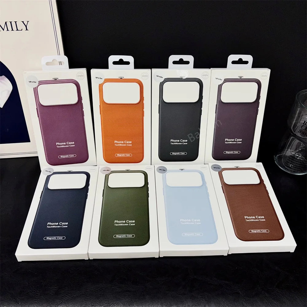 Magnetic Woven Phone Case for iPhone 18 17 16 15 Pro Max MagSafe Cover