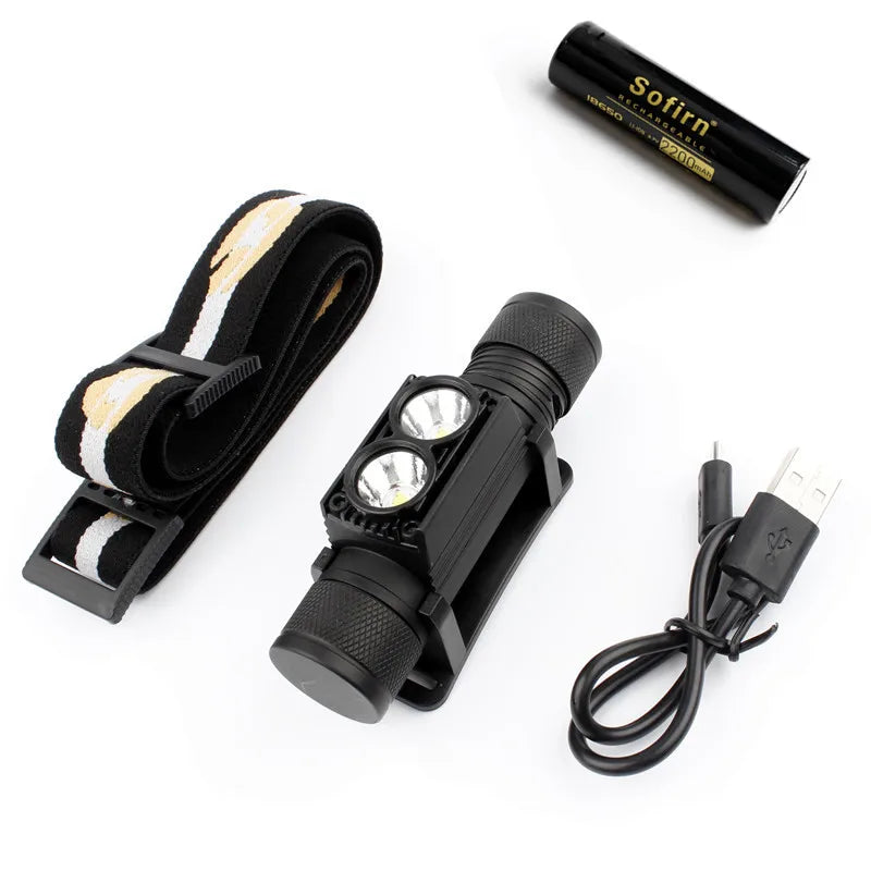 SOFIRN H25S Mini LED HeadLamp XML 1200lm Head lamp White Light Headlamp USB Rechargeable 18650 Head Light