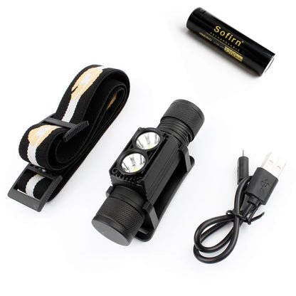 SOFIRN H25S Mini LED HeadLamp XML 1200lm Head lamp White Light Headlamp USB Rechargeable 18650 Head Light