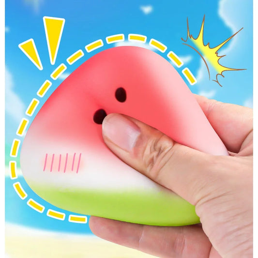 Relaxing Toy Summer Watermelon Slow Rising Squishy Toy, Cute Fruit Shape Stress Relief Decompression Toy for Back to School Season, Soft Squeeze Anxiety Release Gadget for Adults
