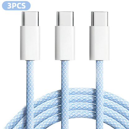 3-Pack 6FT USB-C Fast Charging Cable 60W Nylon Braided