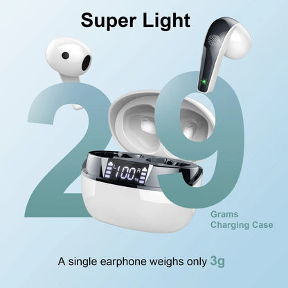 Wireless Earbuds Bluetooth 5.3 In-Ear Headphones Dual ENC Mic 35H Playtime Sport Waterproof