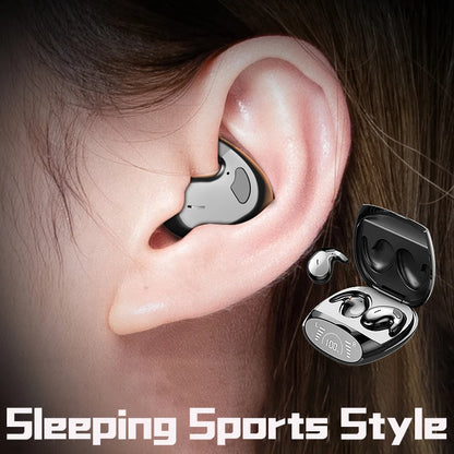 SK Sleep Headphones Bluetooth 5.3 Ultra-Thin Invisible Wireless Earbuds Waterproof Sport Button Control