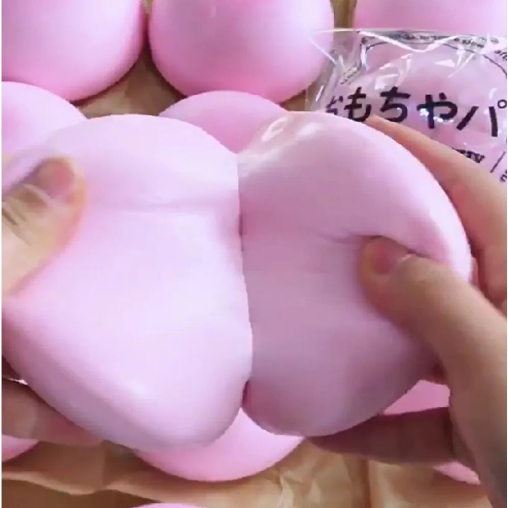 Squishy Simulated Pink Buns Squeeze Toy Soft Stress Relief Slow Rising Sensory Fidget for Anxiety ADHD Autism Gifts for Kids