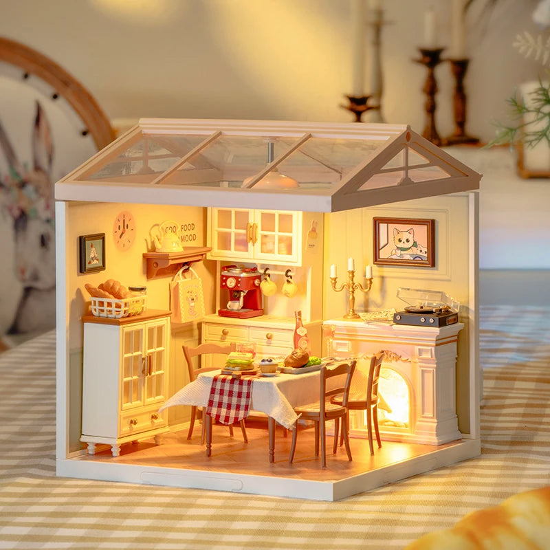 Robotime DIY Miniature Dollhouse Kit Supply Store with LED Lights Birthday Gift Adults Teens