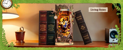 Robotime Book Nook Kit Fall into Wonder DIY Miniature Bookshelf Insert with Lights 3D Puzzle Gift