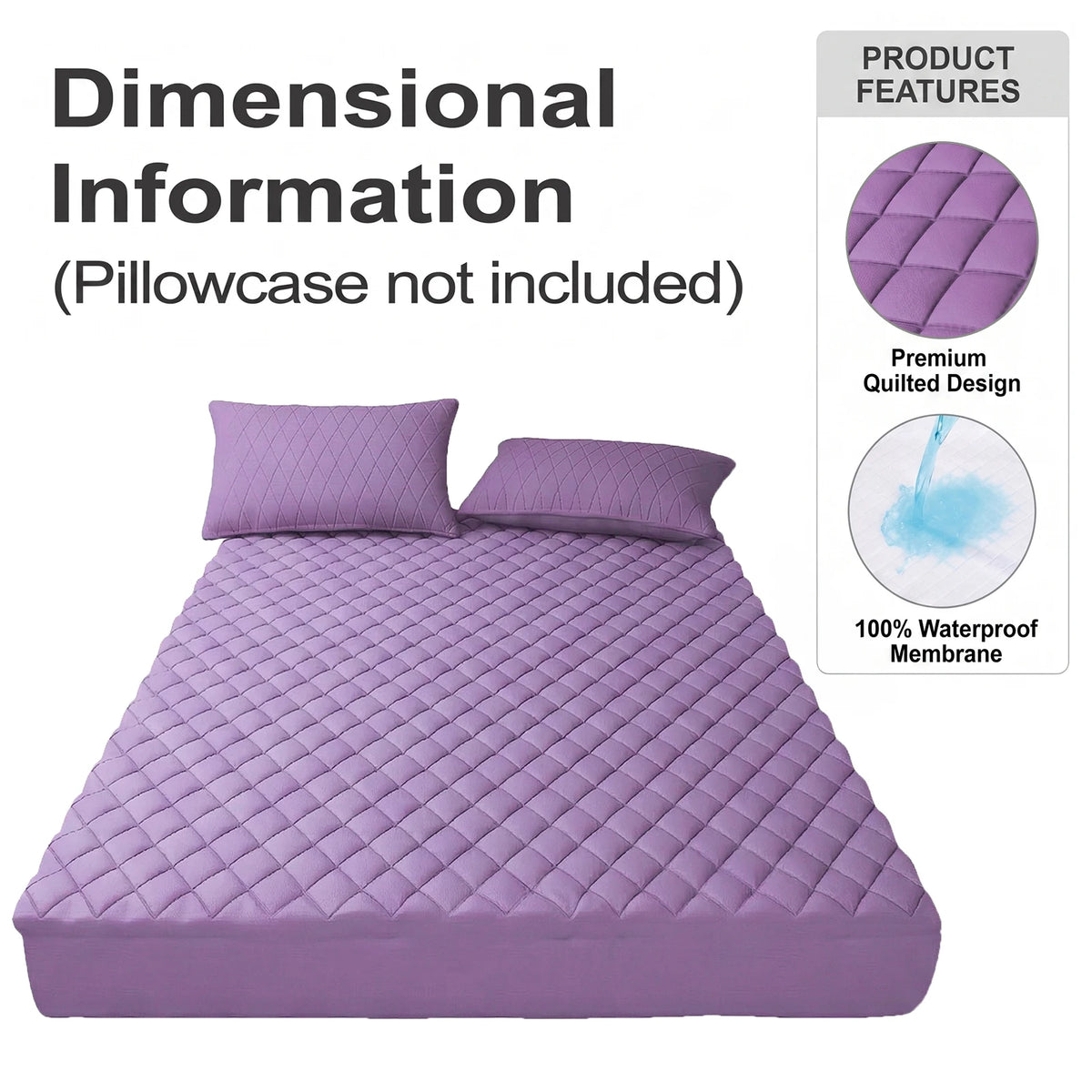 1Pc Waterproof Mattress Protector, thickened skin-friendly quilted bed cover with deep pocket, breathable bedroom bedding