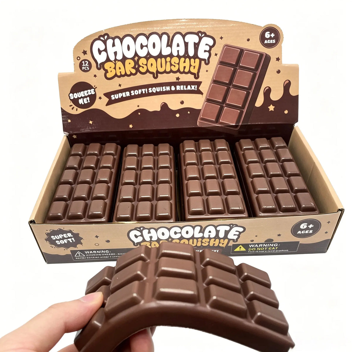 Chocolate Bar Squishy Toy, Slow-Rising Stress Relief Fidget, 1 or 3 Pack