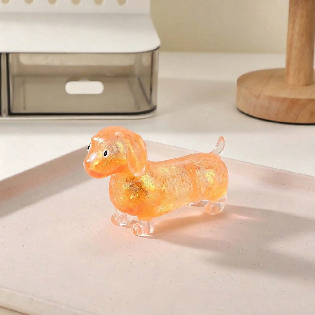 Creative Sparkling Powder Sausage Dog Pinch Soft Maltose Texture Stress Relieving Toy Slim Fingertip Toy for Kids Office Worker