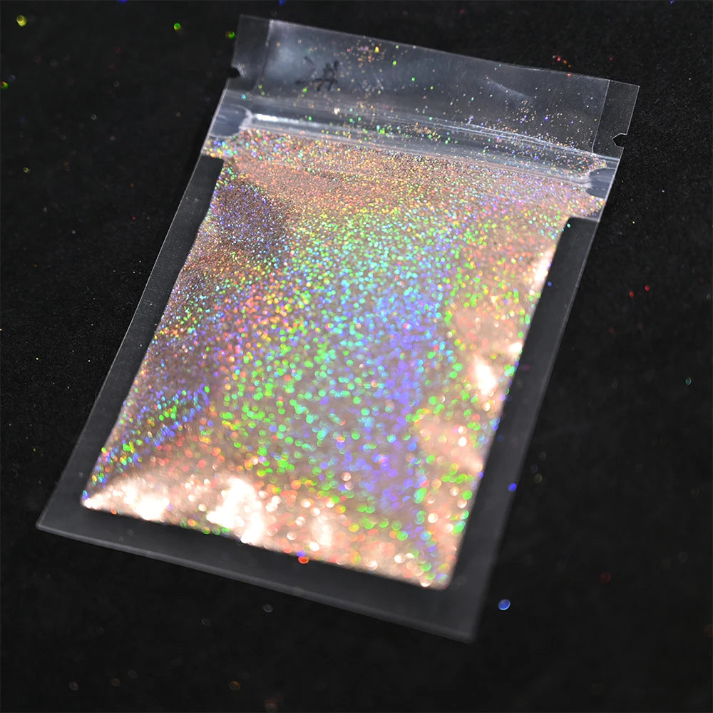 Laser Holographic Rainbow Nail Glitter 0.2MM Sparkly Nails Glitter Powder 10G/5G Dazzling Glitter Dust DIY Nail Art Decoration