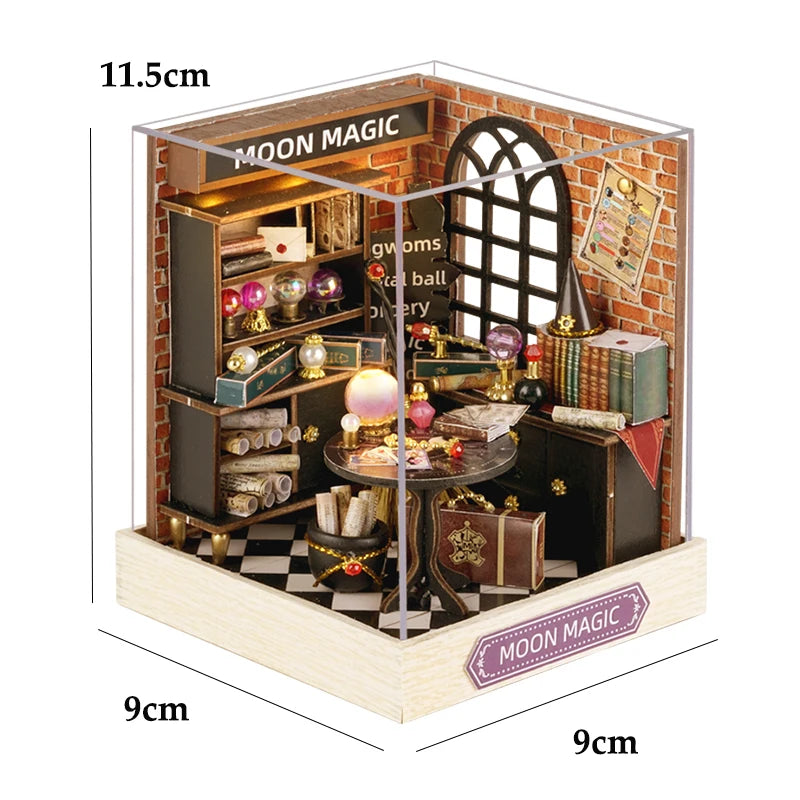 Kitten Mini Dollhouse 3D Puzzle Assembly Kit Creative Bedroom Decor with Furniture Wooden Craft Gift