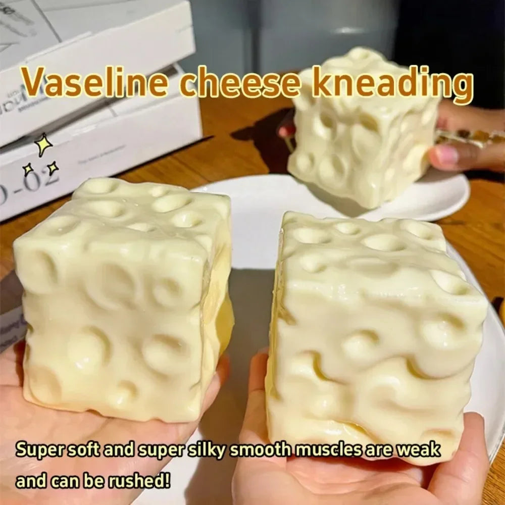 1pcs Squishy Cheese Cube Stress Relief Toy Taba Stress Ball Shapeable Squeeze Ball Non Rebound Sensory Fidget Stress Relief Toy