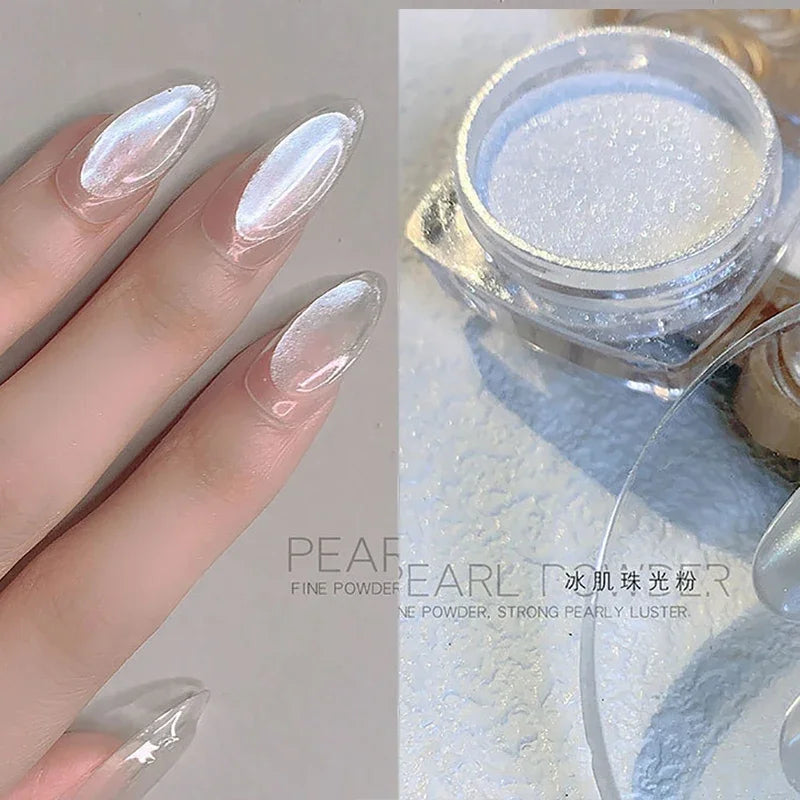 1jar Plating Aurora Chrome Nail Powder High-Gloss Moonlight Mirror Fine Glitter Pigment Aurora Pearl  Rubbing Dust Chrome Nails