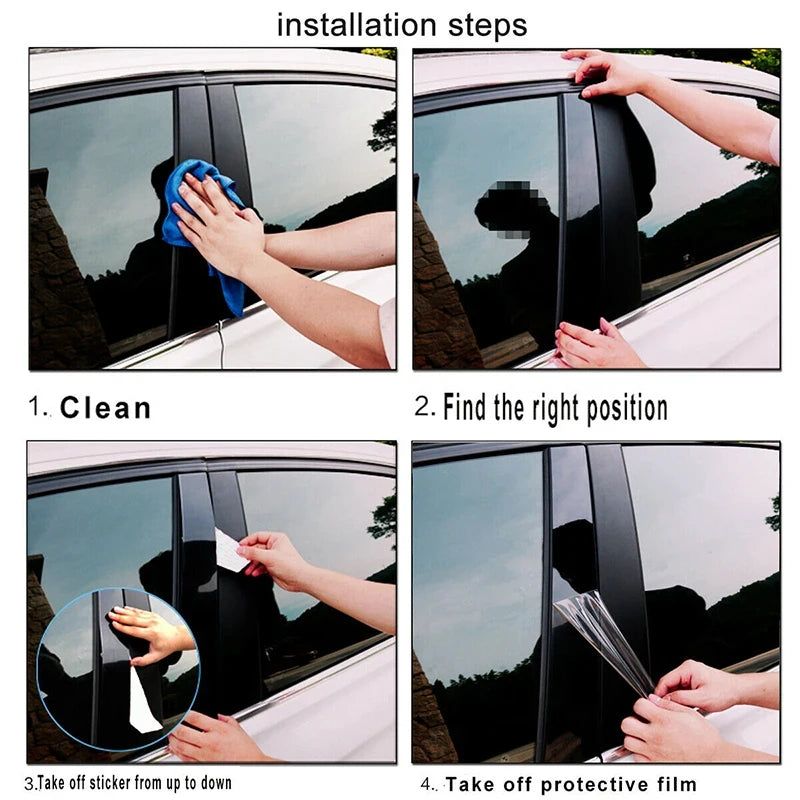 1Set Black Car Door Window Pillar Posts Molding Cover Trim Kit for BMW 5 Series F10 F11 F07 2010-2015 2016