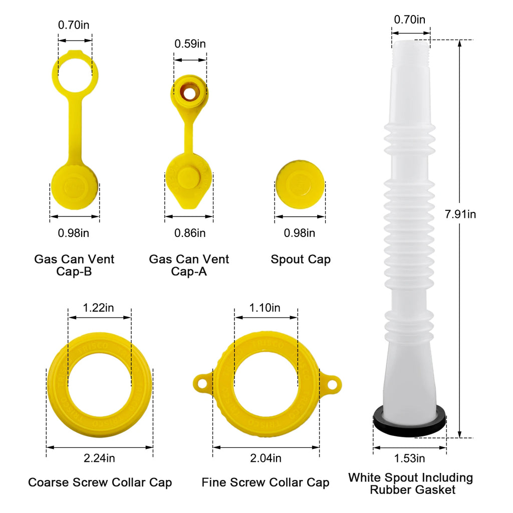 2 Tubes Gas Can Spout Replacement Car Flexible Pour Nozzles Gasket Kit with Collar Caps Stopper and Spout Cover Car Accessories