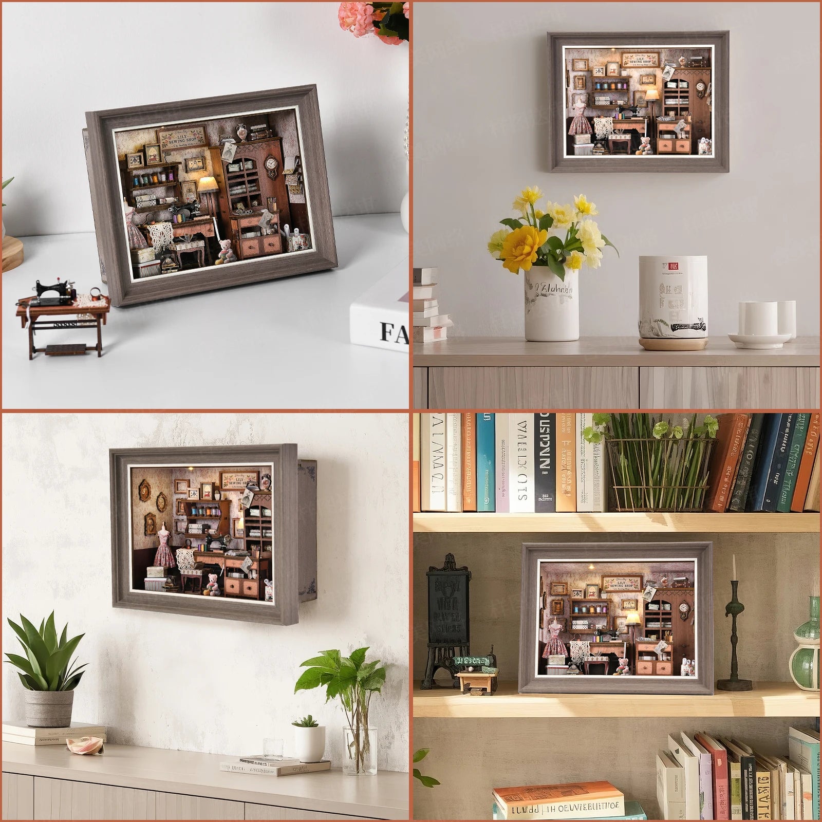 Robotime Book Nook Kit Tailor's Shop DIY Wooden Puzzle Bookshelf Insert Decor Gift for Adults Teens