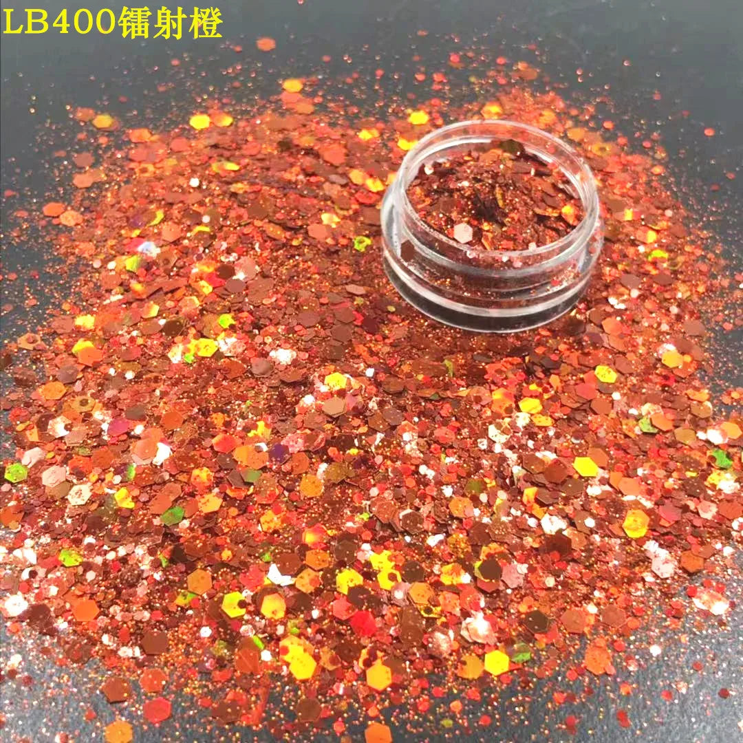 24 Colors Holographic Chunky Glitter 24 Colors Total Laser Nail Glitter Flakes Chunky Holographic Laser Nail Glitter