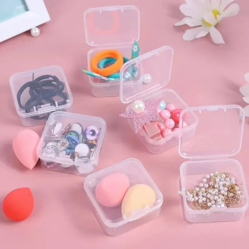 60/6PCS Mini Storage Box Transparent Plastic Jewelry Storage Box Container Portable Earring Ring Earplugs Packaging Storage 2042