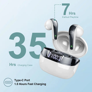 Wireless Earbuds Bluetooth 5.3 In-Ear Headphones Dual ENC Mic 35H Playtime Sport Waterproof