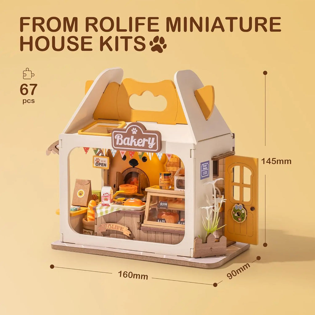 Robotime Rolife Food Box Shop DIY Miniature Dollhouse Kit with LED Diorama Building Set Gift Adults