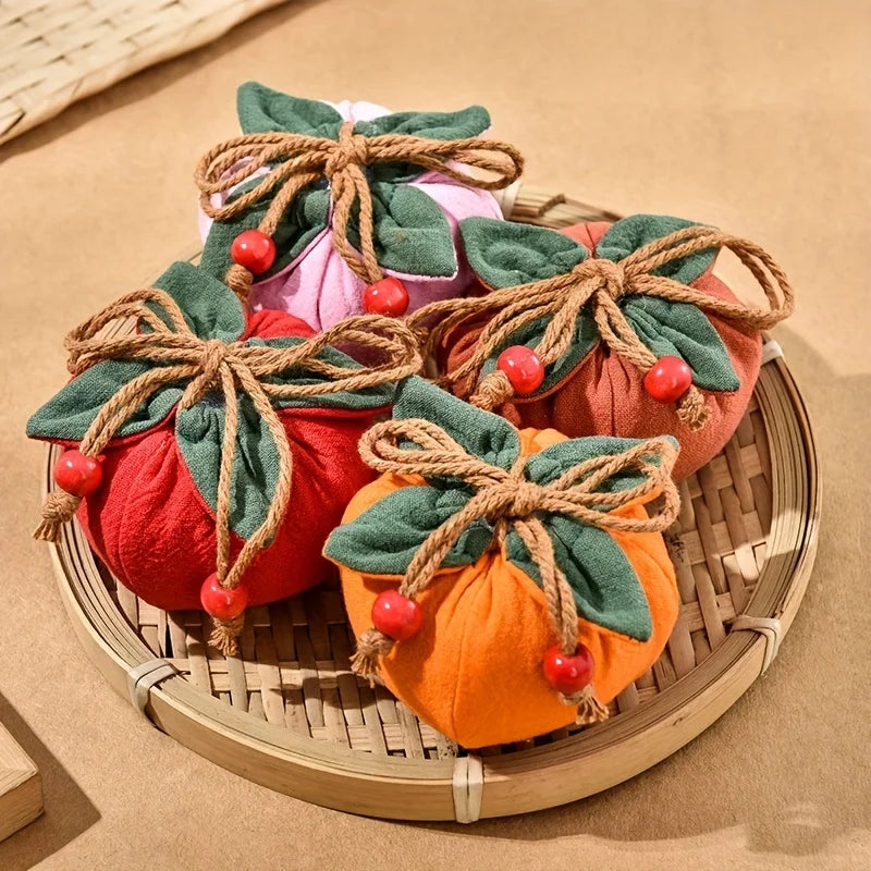 Incense Bag with Persimmon Pendant, Can Be Hung on Rearview Mirror or Car,Blessing Purse,Empty Bag Material Kit for Good Fortune