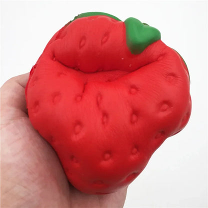 Slow Rebound Strawberry Squishy Toy – Realistic Fruit Stress Relief Squeeze Ornament, 12cm