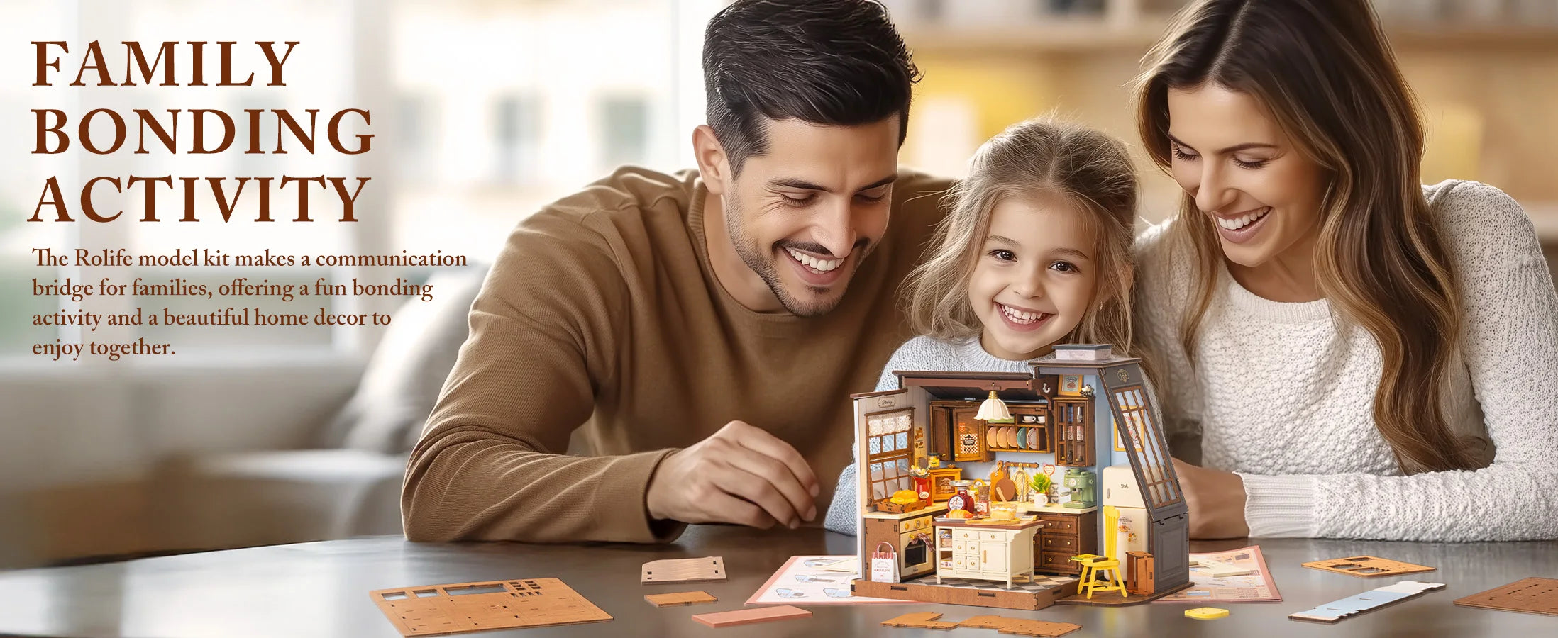Robotime Rolife Baking Kitchen DIY Miniature Dollhouse Kit DG172 Gift for Women Girls Craft Hobby