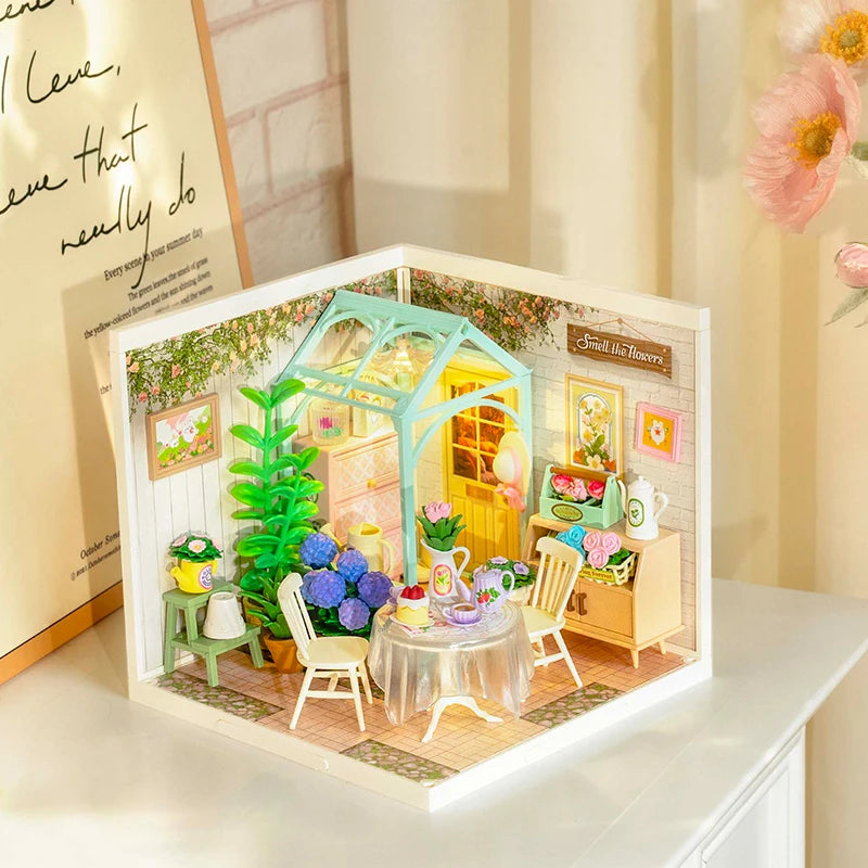 Robotime DIY Miniature Dollhouse Kit Supply Store with LED Lights Birthday Gift Adults Teens