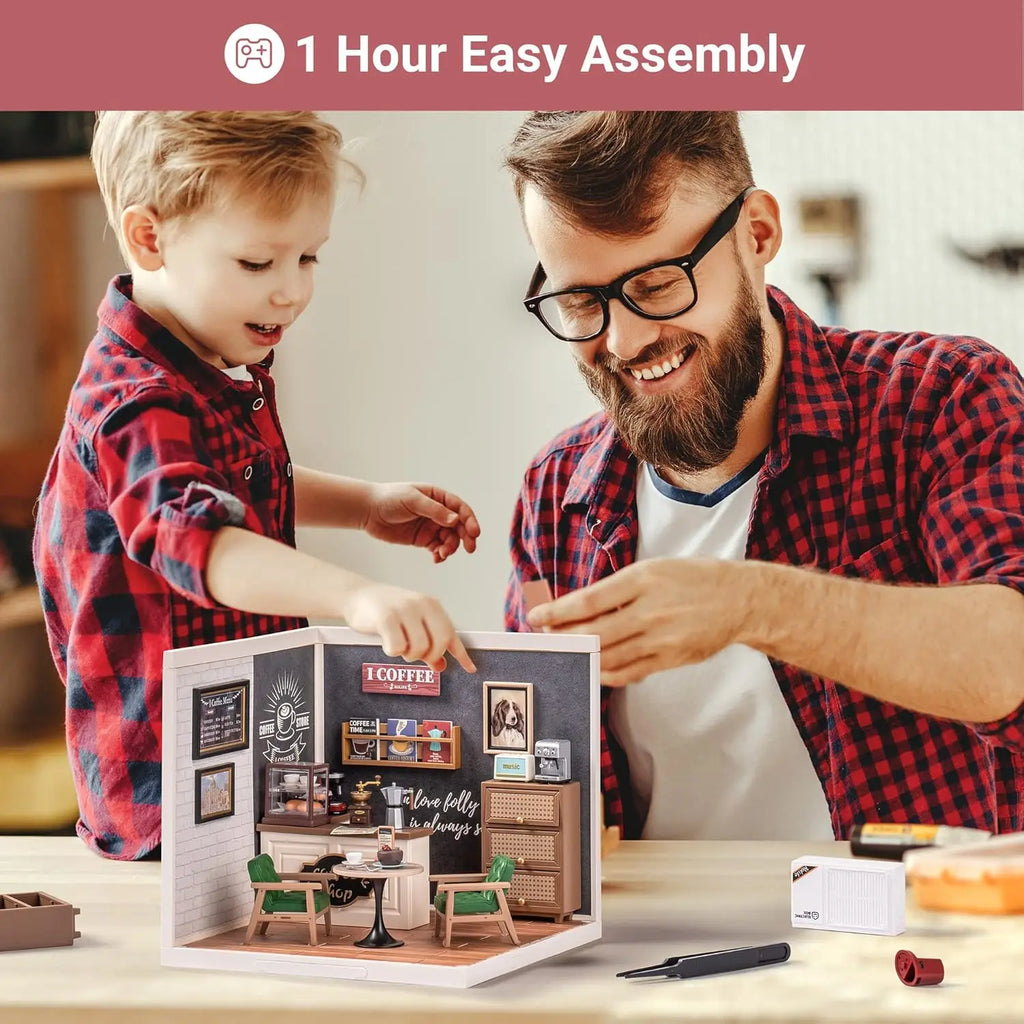 Robotime Mini Dollhouse Kit 1:20 Fruit Store Cafe with LED Lights DIY Gift for Teens Adults