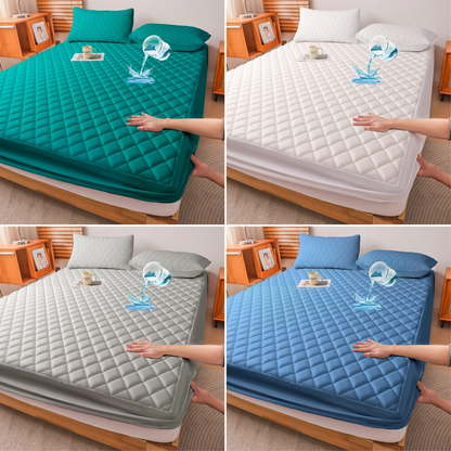1Pc Waterproof Mattress Protector, thickened skin-friendly quilted bed cover with deep pocket, breathable bedroom bedding