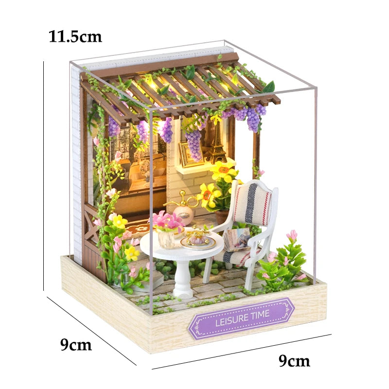 Kitten Mini Dollhouse 3D Puzzle Assembly Kit Creative Bedroom Decor with Furniture Wooden Craft Gift