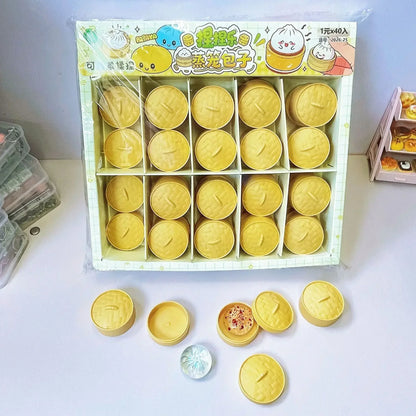 Crystal Mini Dumpling Bun Squishy Toy with Steamer Random 1/3/5/10 Pack