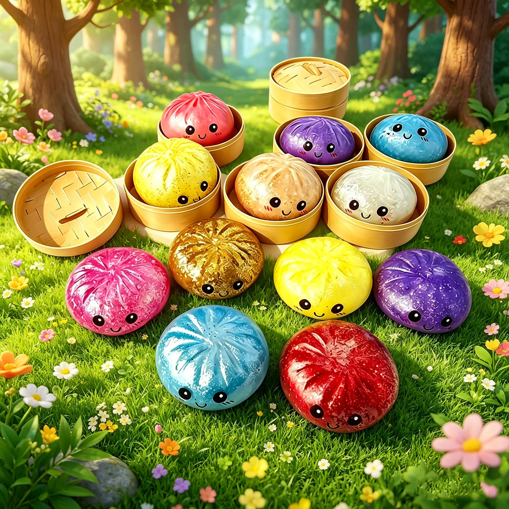 2026 New Style Simulated Super Soft Steamed Bun Gift Cute Squishy Squeeze Desk Decor for Anxiety Relief Fluffy Slow Rebound Squishies Pocket Stress Helper